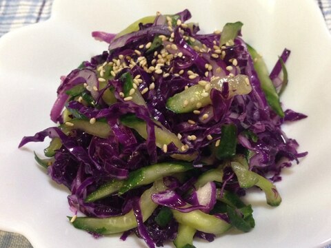 紫キャベツときゅうりのサラダ♪